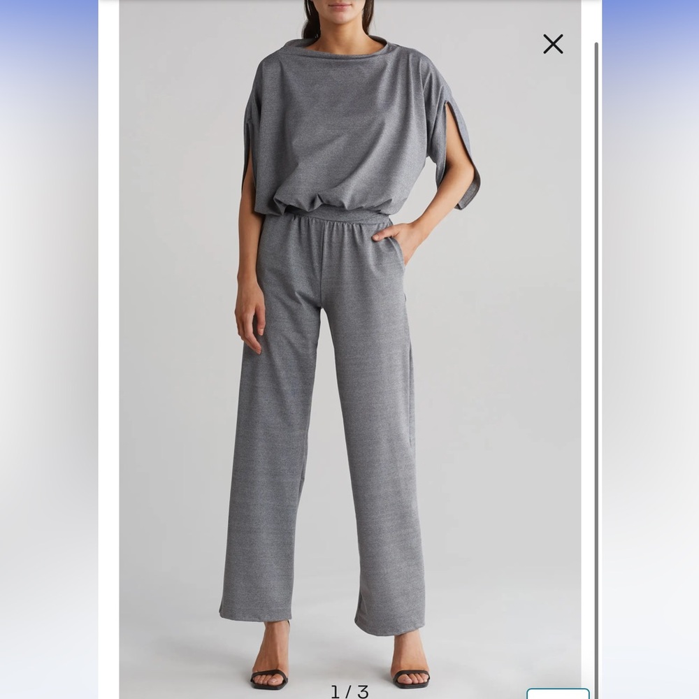 43. Go Couture Dolman Sleeve Crop Jumpsuit in grey